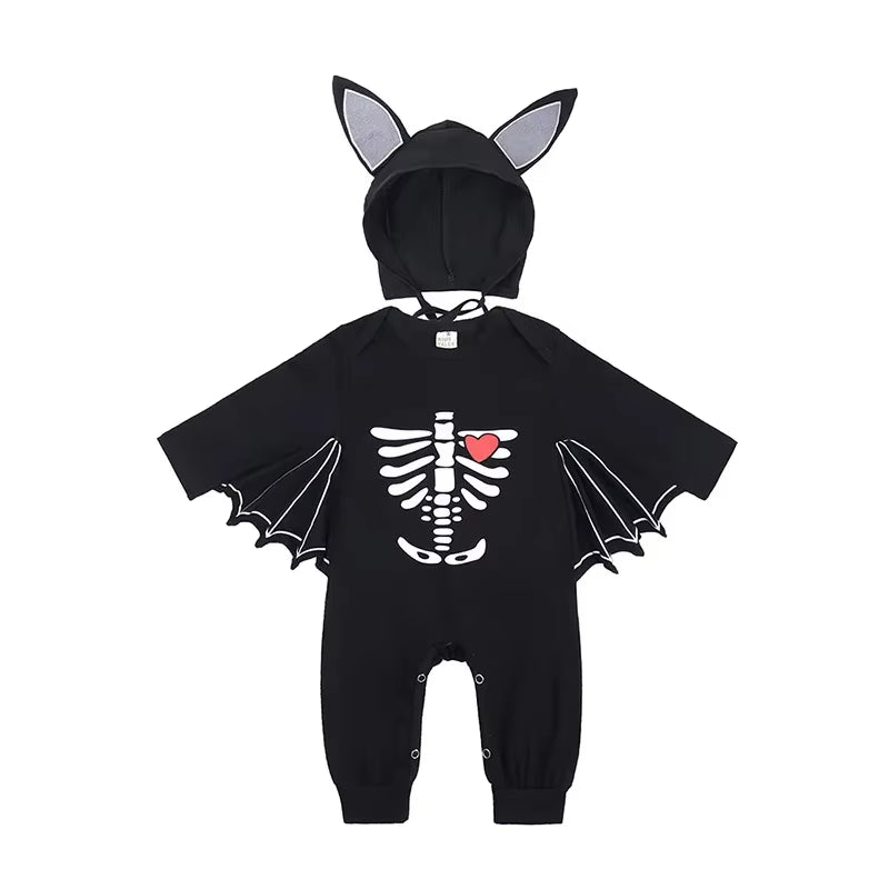 2Pcs/Set Unisex Black Bat Baby Costume Girls Boys My 1St Halloween Outfit Cotton 3-6M 6-9M 9-12M 12-18M