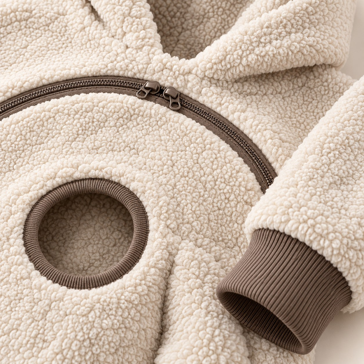 Fleece and zipper detail — styled concept