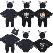 2Pcs/Set Unisex Black Bat Baby Costume Girls Boys My 1St Halloween Outfit Cotton 3-6M 6-9M 9-12M 12-18M