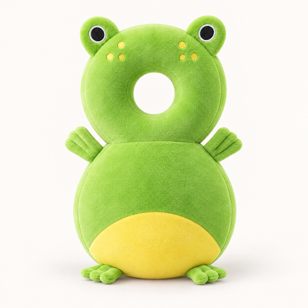 Frog wearable cushion on an ivory background